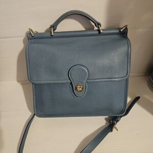 COACH VINTAGE  SKY BLUE WILLIS TOP HANDLE CROSSBODY BAG SILVER 9927